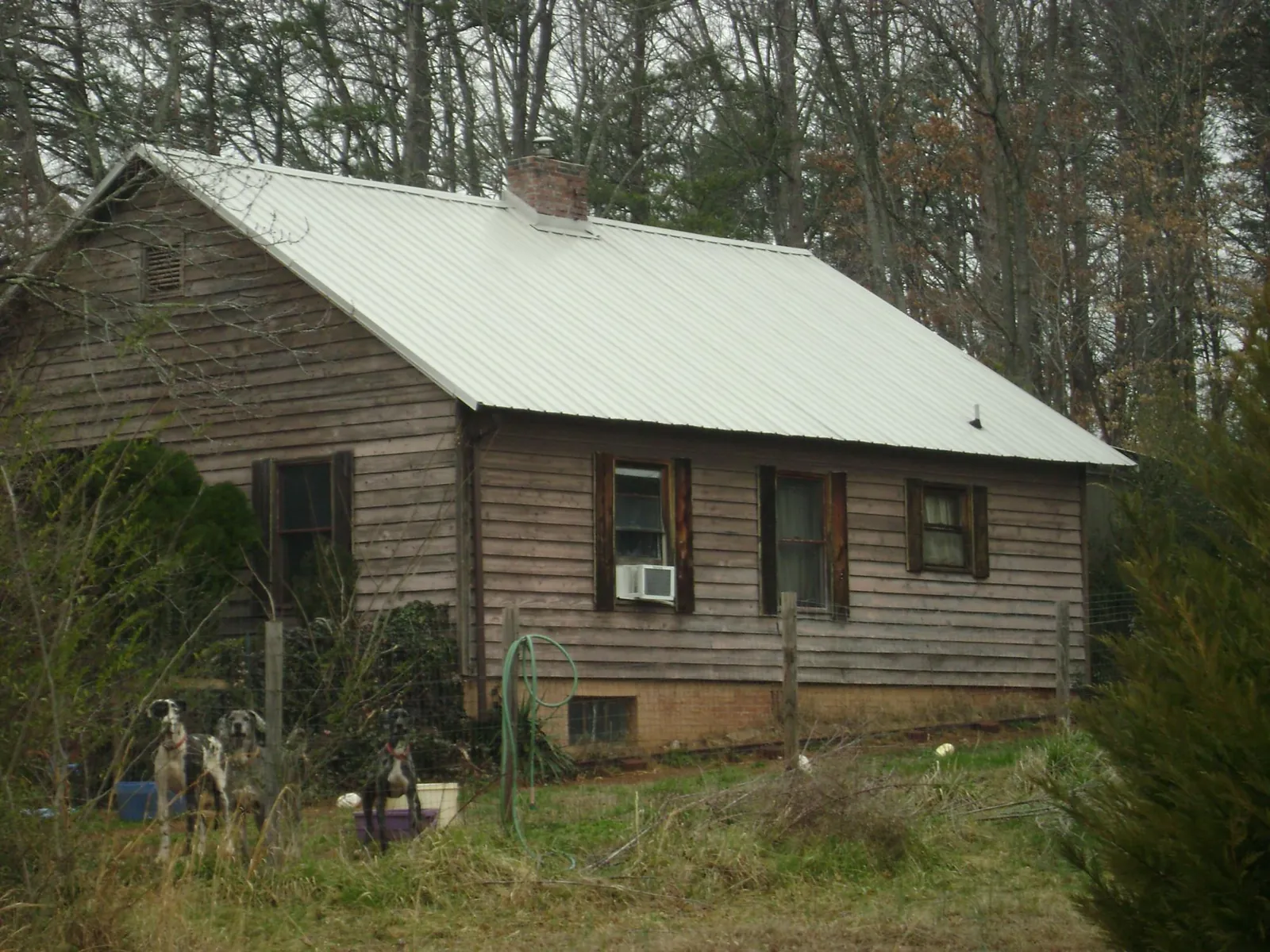 White metal roof on an old wood sided farmhouse, from a Metal Roof Installation job in Usk
